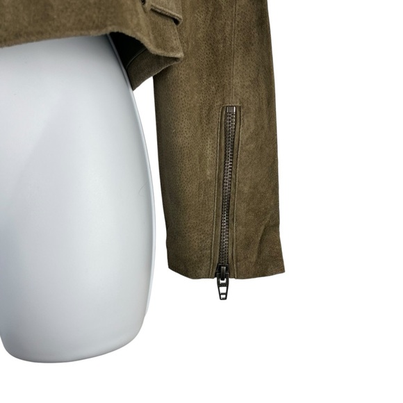 NEW BLANKNYC Cropped Suede Moto Boho Jacket Rosemary Green 100% Leather Jacket - Picture 7 of 12